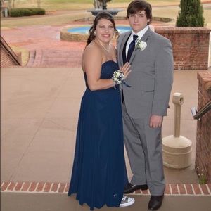 Two piece navy prom dress